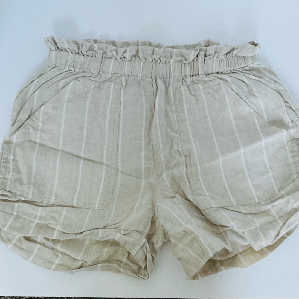 Women's Beige Striped Shorts